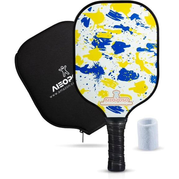 Aieoposo Pickleball Paddles, Pickleball Gift, Fiberglass Pickleball Rackets, Wristbands and Pickleball Cover - Indoor & Outdoor Pickleball Set for Beginners & Intermediate Players