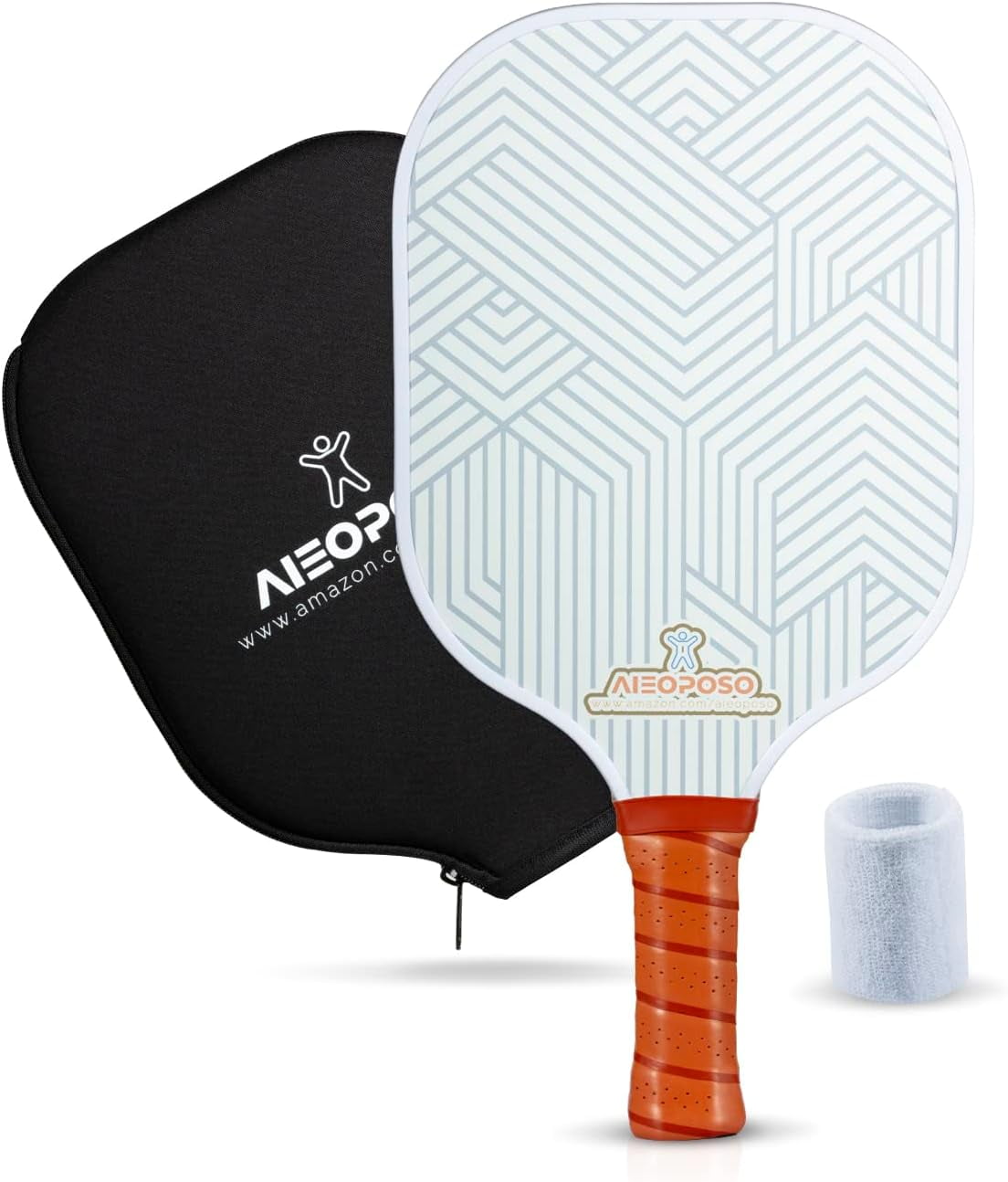Aieoposo Pickleball Paddles, Pickleball Gift, Fiberglass Pickleball Rackets, Wristbands and Pickleball Cover - Indoor & Outdoor Pickleball Set for Beginners & Intermediate Players