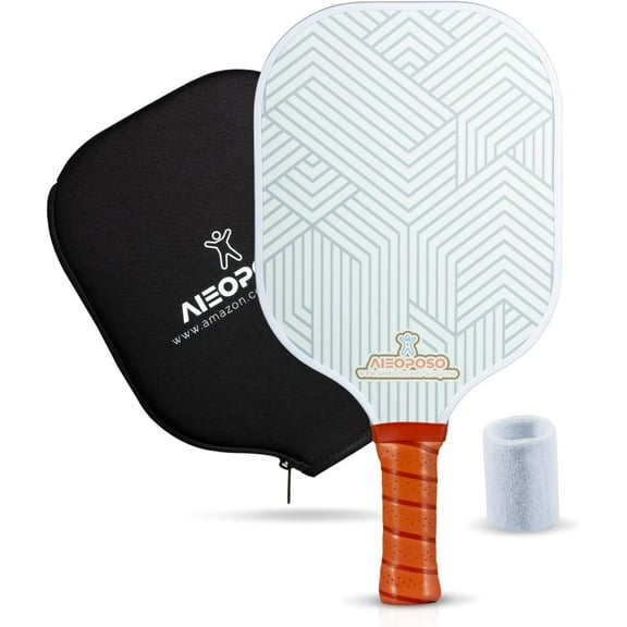 Aieoposo Pickleball Paddles, Pickleball Gift, Fiberglass Pickleball Rackets, Wristbands and Pickleball Cover - Indoor & Outdoor Pickleball Set for Beginners & Intermediate Players
