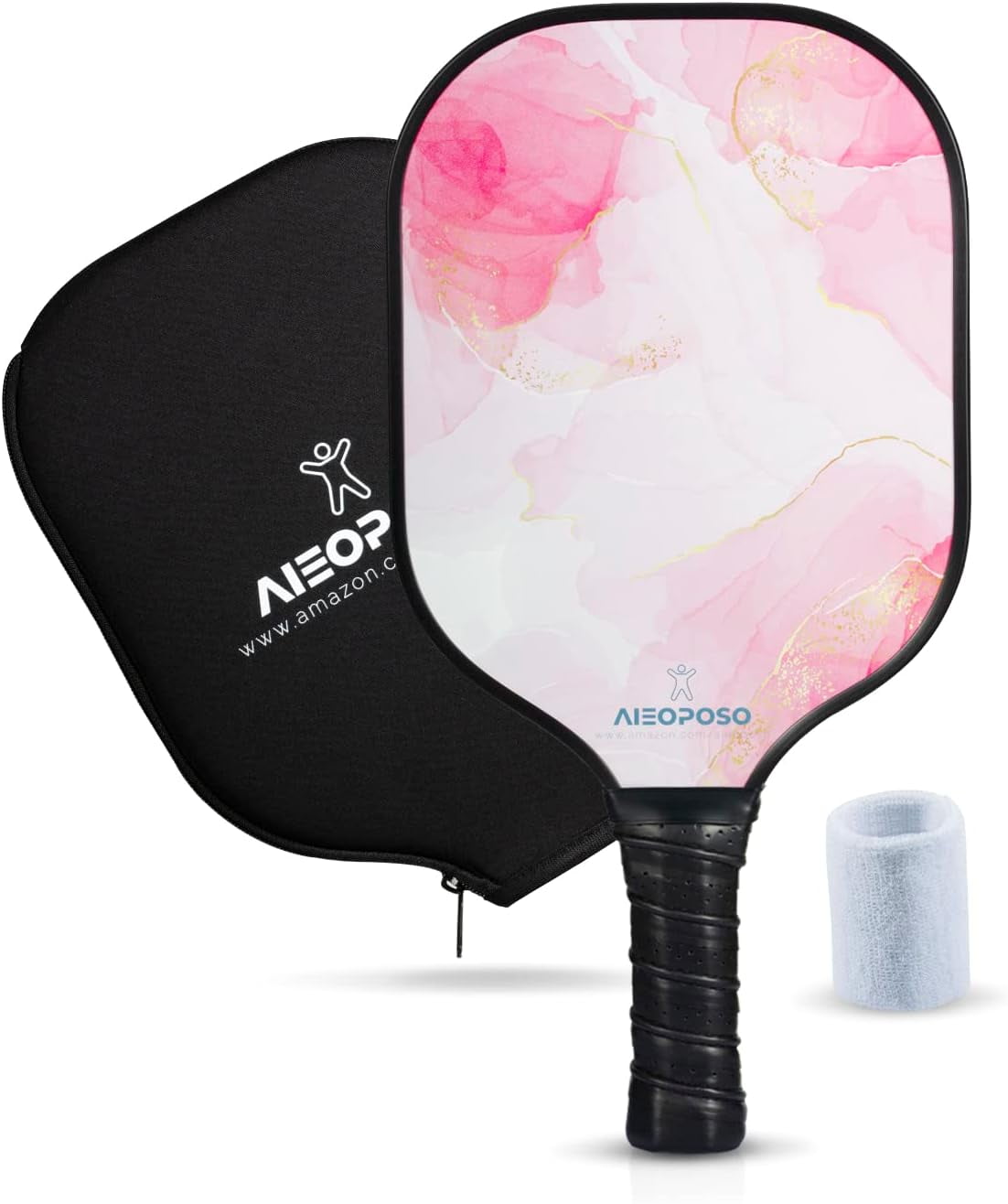 Aieoposo Pickleball Paddles, Pickleball Gift, Fiberglass Pickleball Rackets, Wristbands and Pickleball Cover - Indoor & Outdoor Pickleball Set for Beginners & Intermediate Players