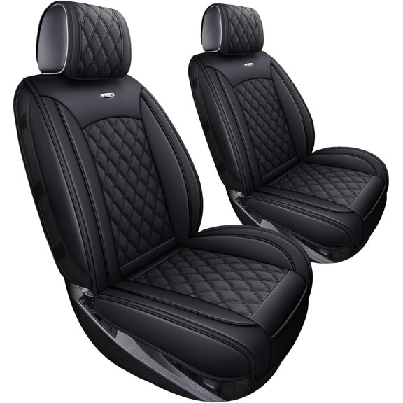 Aierxuan Chevy Silverado GMC Sierra 2 Front Seat Covers Pickup Custom Fit 2007-2026 1500 2500HD 3500HD Crew Double Extended Cab Waterproof Leather Seat Protectors(2 PCS Front, Black)