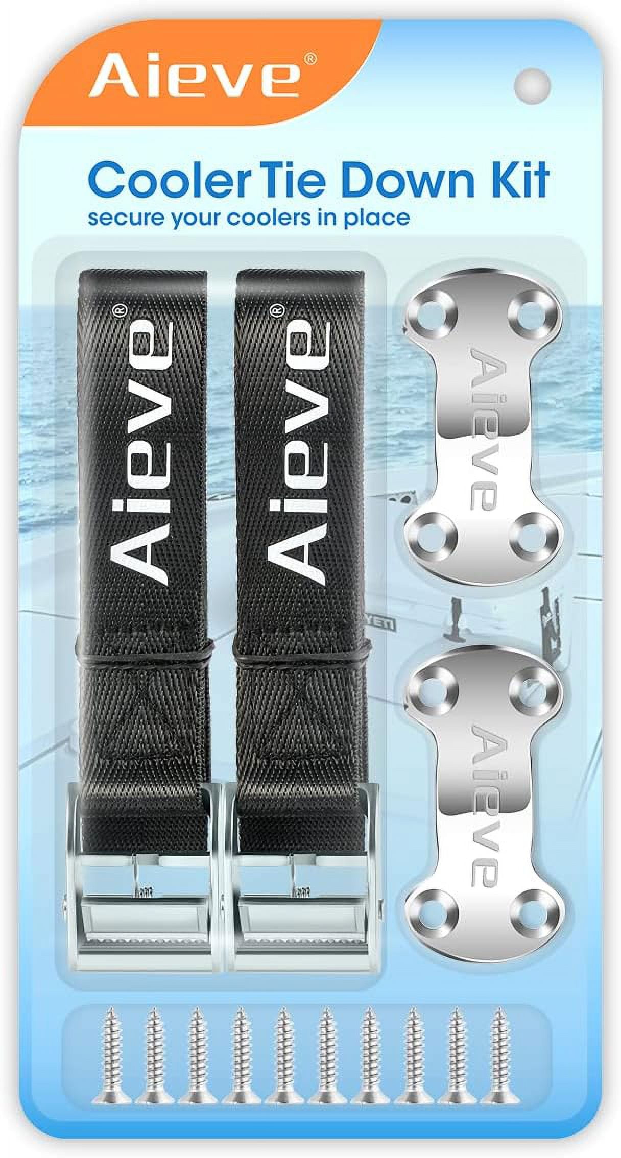 Aieve Cooler Tie Down Straps Kit Ice Chest Lock Bracket Cooler