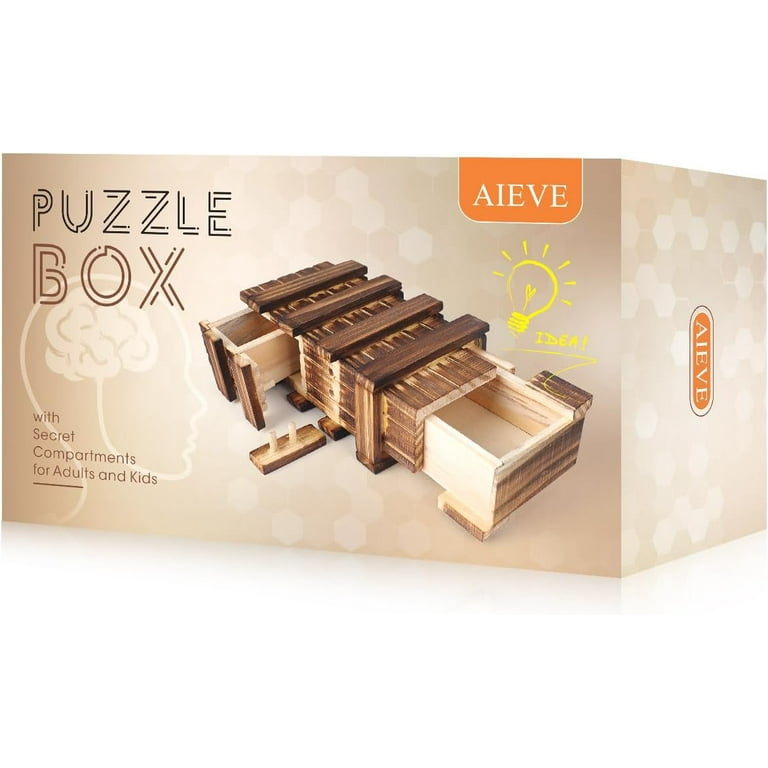 Puzzle Gift Case Box with Secret Compartments Wooden Money Box to