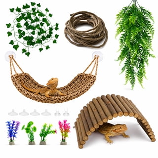 Aifanss Bearded Dragon Tank Accessories, 9 PCS Reptile Hammock Climbing Bridge Jungle Vines, Terrarium Decor for Lizards Geckos Snake Habitat Set