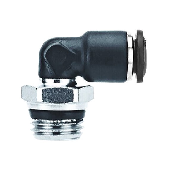 Push-Fit Elbow Fitting, Push-to-Connect x Universal, 8mm Tube OD, 1/8 in Pipe Size
