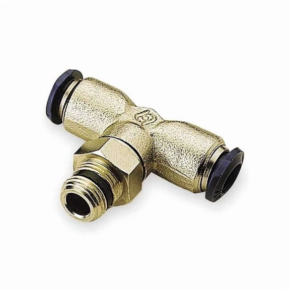 Push-Fit Tee Fitting, Push-to-Connect x Push-to-Connect x MNPT, 1/8 in Tube OD, 1/8 in Pipe Size