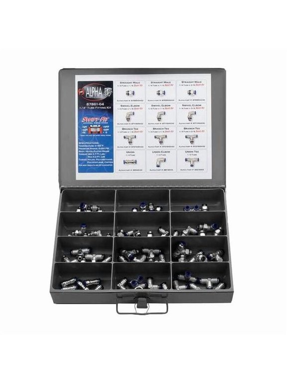 Tube Fitting Kit, Universal Thread, 8 mm Tube OD, Brass 50861N-8