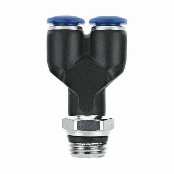 Push-Fit Tee Fitting, Push-to-Connect x Push-to-Connect x Push-to-Connect, 1/4 in Tube OD