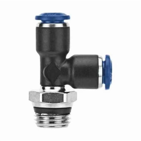 Push-Fit Tee Fitting, Push-to-Connect x Push-to-Connect x Universal, 6mm Tube OD, 1/8 in Pipe Size
