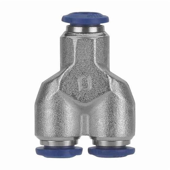 Push-Fit Wye Fitting, Push-to-Connect x Push-to-Connect x Push-to-Connect, 1/4 in Tube OD, Metal