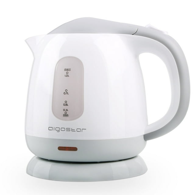Aigostar Juliet - Mini Electric Tea Kettle, 1.0 L BPA-Free Portable Electric Water Kettle, 1100W, Grey and White