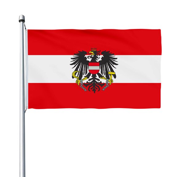 Aihccy Austria with Crest Flag with Brass Grommets Size - 3x5Ft