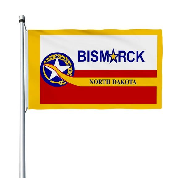 Aihccy Bismarck, North Dakota Flag with Brass Grommets Size - 3x5Ft