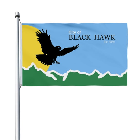 Aihccy Black Hawk, Colorado Flag with Brass Grommets Size - 3x5Ft