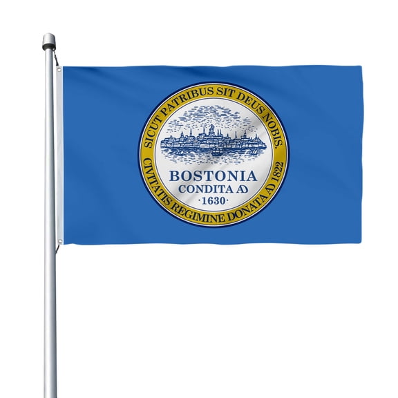 Aihccy Boston, Massachusetts Flag with Brass Grommets Size - 3x5Ft