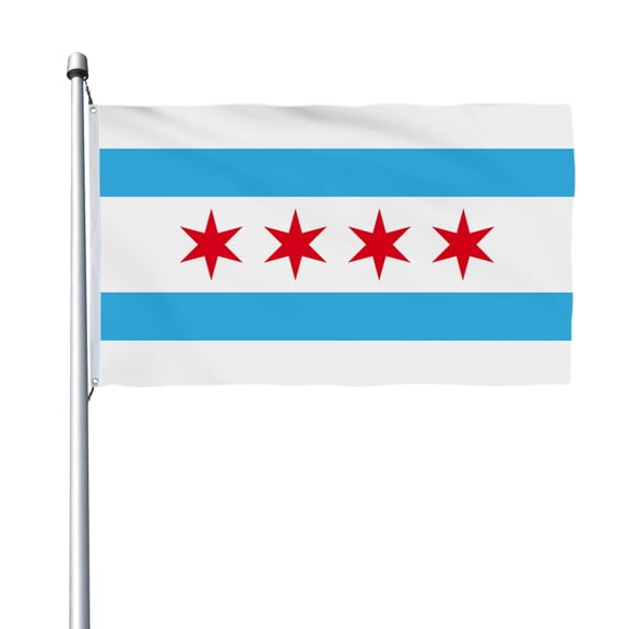 Aihccy Chicago Flag with Brass Grommets Size - 3x5Ft