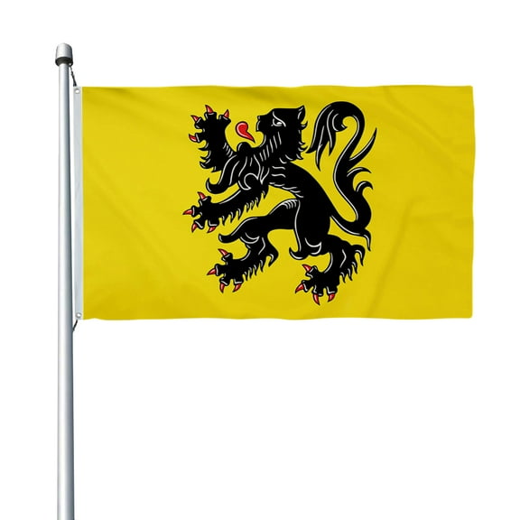 Aihccy Flanders Lion Flag with Brass Grommets Size - 3x5Ft