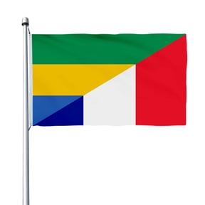 Aihccy Gabon and France Flag with Brass Grommets Size - 3x5Ft