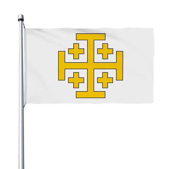 Aihccy Kingdom of Jerusalem Flag with Brass Grommets Size - 3x5Ft