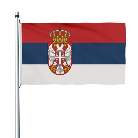 Aihccy Serbia Crest Flag with Brass Grommets Size - 3x5Ft