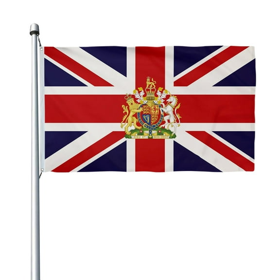 Aihccy Union Jack Crest UK flag Union Jack with crest with Brass Grommets Size - 3x5Ft