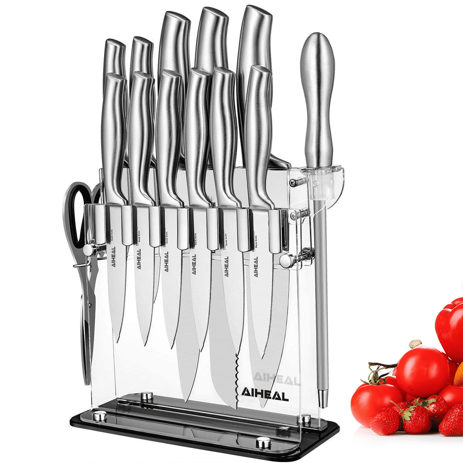 The Pioneer Woman Cowboy Rustic 14-Piece Forged Cutlery Knife Block Set,  Red - Walmart.com