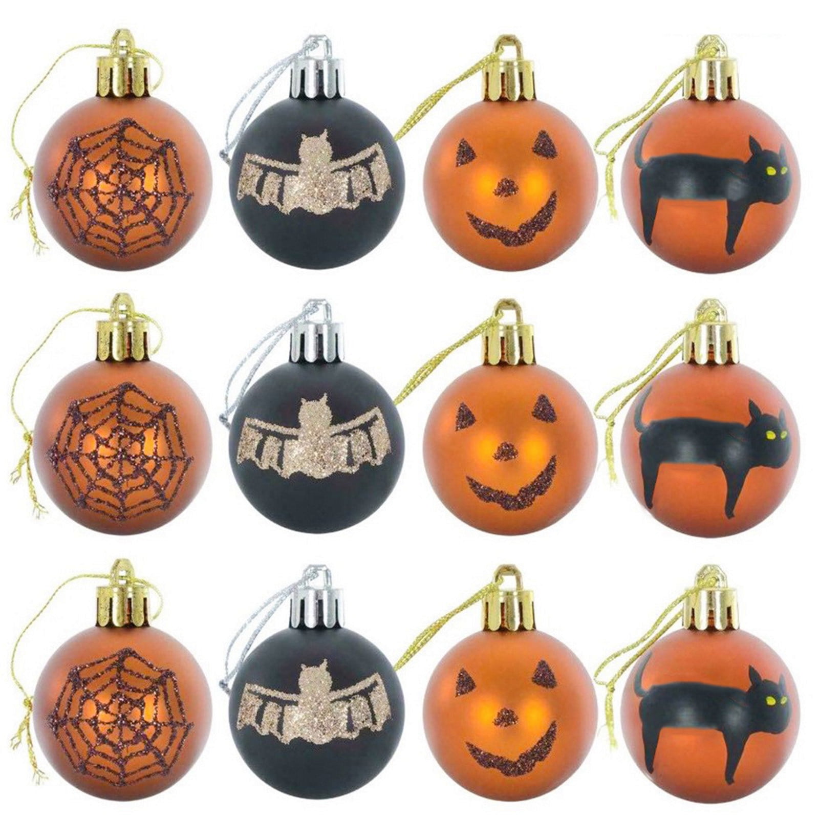 Aihimol 12 Pcs Halloween Ball Ornaments Decorations For Tree Plastic