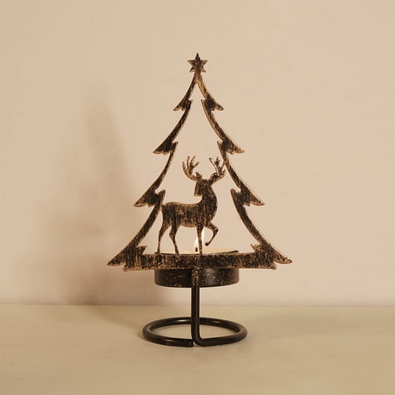 Aihimol 5.5 Inch Christmas Tealight Candle Holders Set, Iron Metal Christmas Tree Candle Holder, Christmas Table Decoration For Christmas Tabletop Home Party Table Mantel Decorations