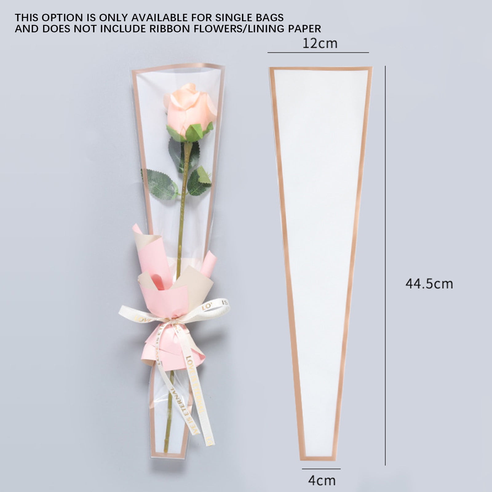 Aihimol 50 PCS Single Rose Sleeve Single Flower Wrapping Bags Single