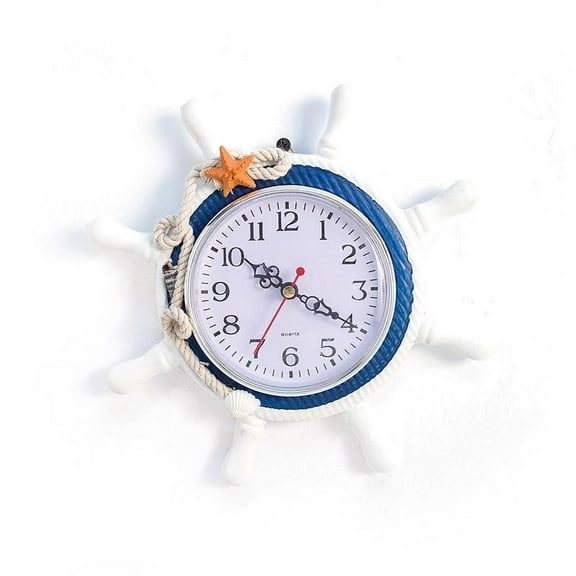 Aihimol 8.50" Coastal Nautical Wheel Indoor Wall Clock, Easy Installation