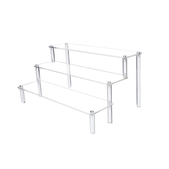 Aihimol Acrylic Clear 3-Tier Riser Display Shelf for Figures, Desserts Holder, Collections Organizer and Cosmetic Items Shelf