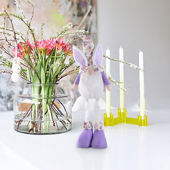 Aihimol Bunny Gnomes Easter Rabbit Gnomes with LED Light Easter Gnome Ornaments Tomte Nordic Swedish Nisse Scandinavian Elf Dwarf Holiday Easter Decoration Present