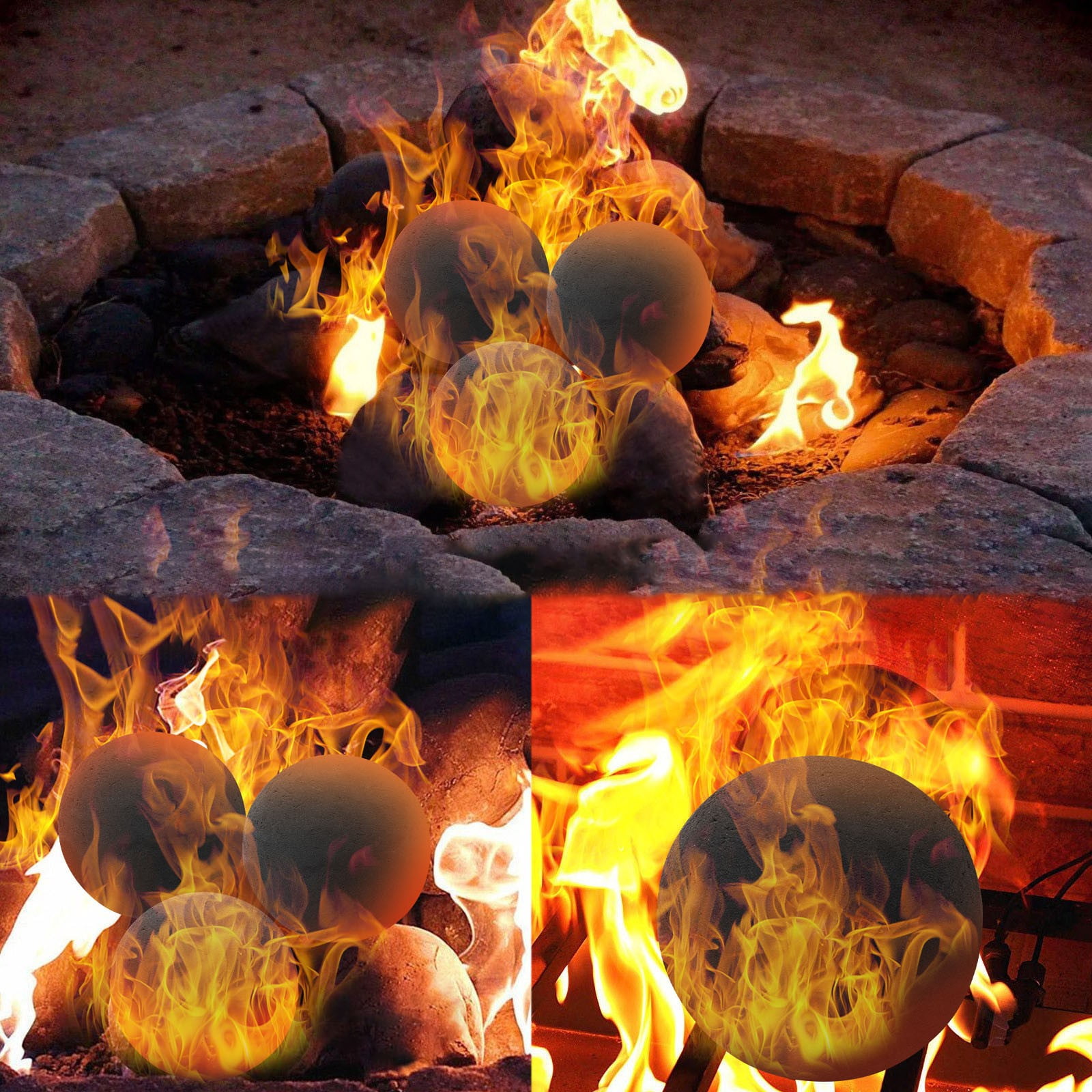 Aihimol Ceramic Fireballs,Dated Campfires Stones Fireplace Accessories Set Of 2 Ceramic 6 Round
