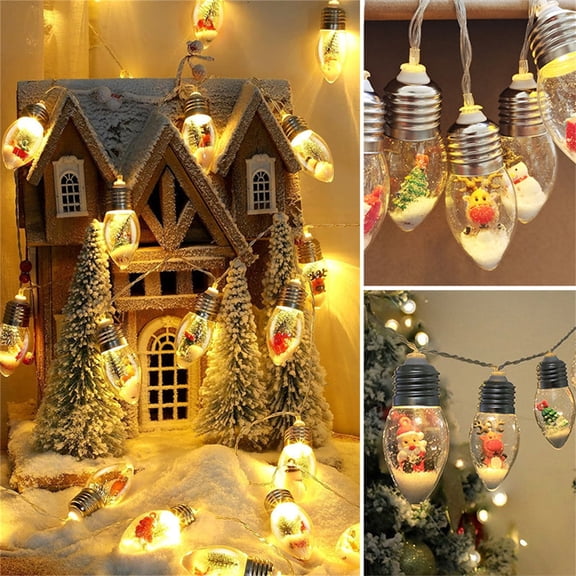 Aihimol Christmas LED String Lights Snowball Decor On Christmas Trees,78 Inch Length 10 Bulb USB Atmosphere String Lights Hanging Xmas Tree WindowHotel Party Scene Layout