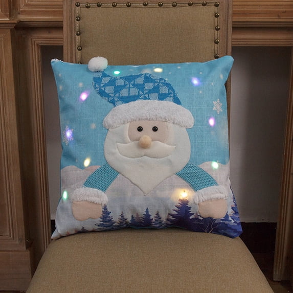 Aihimol Christmas Throw Pillow Covers With LED Lights Linen Picturesque Light Up Christmas Series Cushion Cover Cases For Home Living Room Bedroom Office