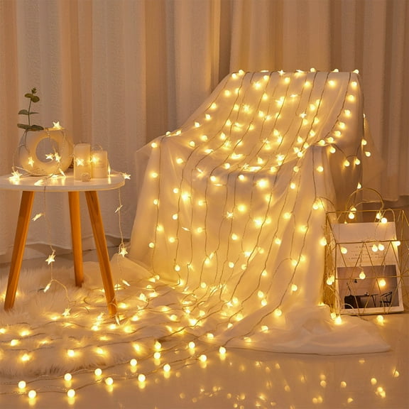 Aihimol Christmas Tree Romantic String Lights Decor，20 FT Star And Spherical Shaped String Lights，40 LED Dreamy Lights For Kids Play Tent Princess Play House Bedroom Wedding Party Patio