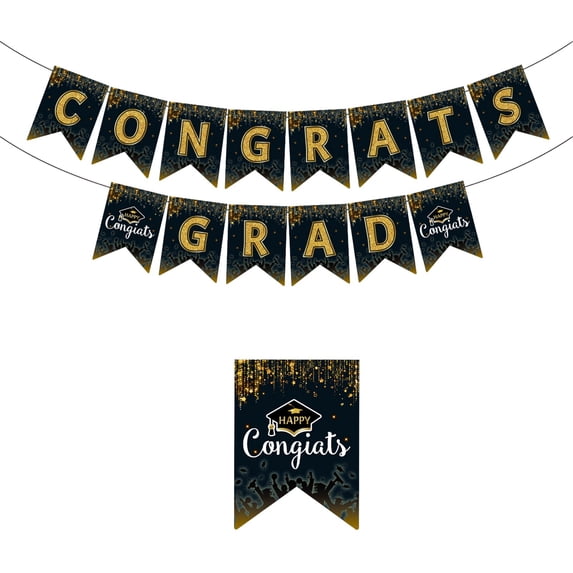 Aihimol Congrats Grad Banner,Black and Gold Graduation Decorations 2025 ...