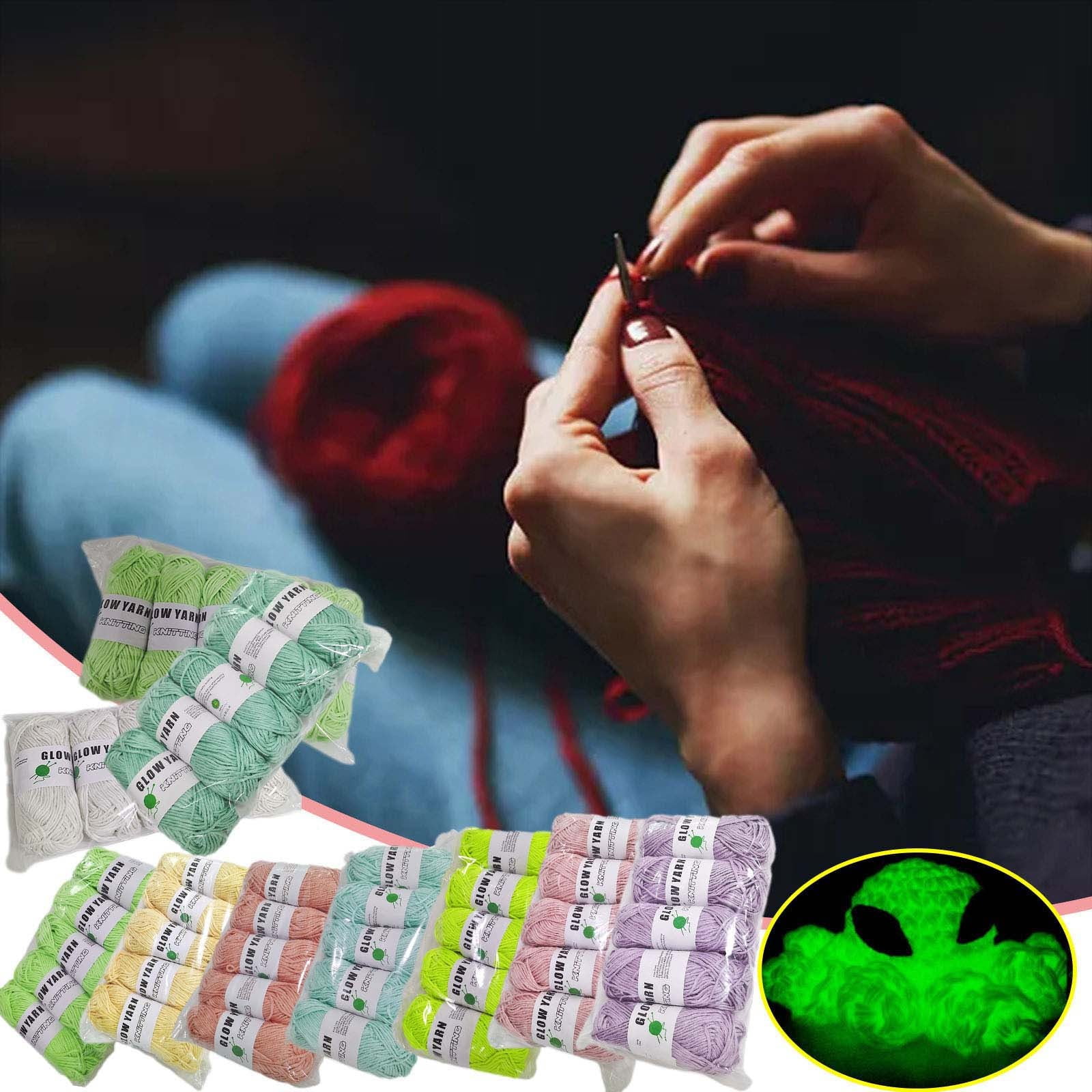 Aihimol DIY Glow in The Dark Yarn - 5 Rolls 173 FT Luminous Wool Yarn for Crocheting,Knitting,Crafts Sewing Beginners - Christmas Halloween Party Decor，Mom Girl Gifts