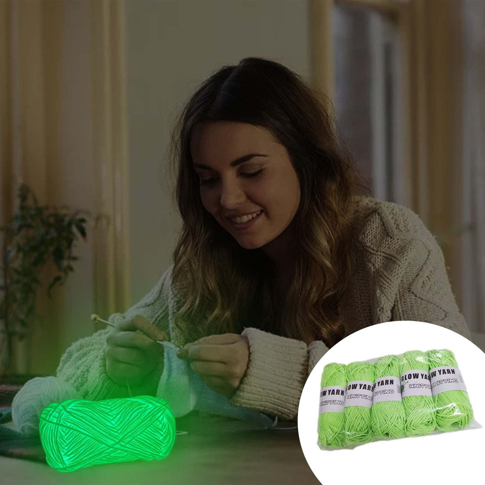 Aihimol DIY Glow in The Dark Yarn - 5 Rolls 173 FT Luminous Wool Yarn for Crocheting,Knitting,Crafts Sewing Beginners - Christmas Halloween Party Decor，Mom Girl Gifts