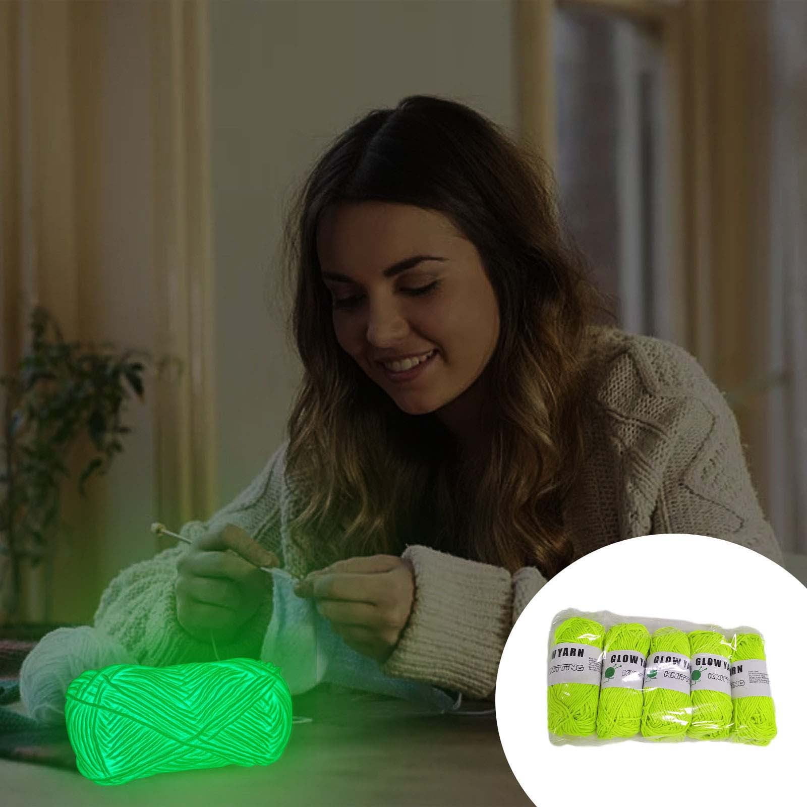 Aihimol DIY Glow in The Dark Yarn - 5 Rolls 173 FT Luminous Wool Yarn for Crocheting,Knitting,Crafts Sewing Beginners - Christmas Halloween Party Decor，Mom Girl Gifts