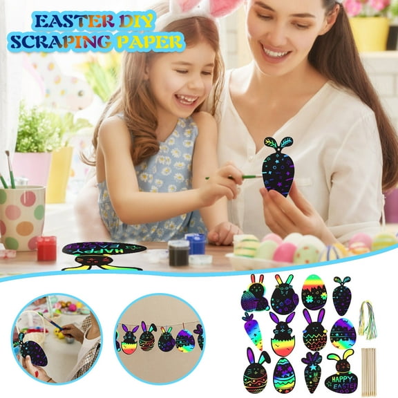 Aihimol Easter scratches Colored Scratch Paper Card Scratch Crafts