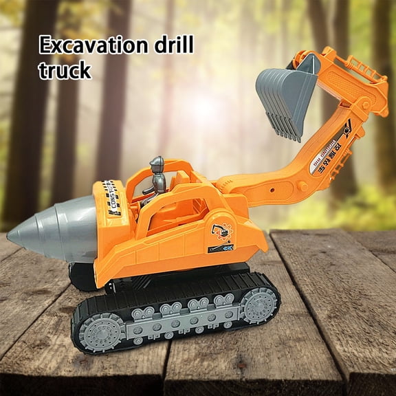 Aihimol Excavation Drill Truck, Engineering Truck, Kids Sliding Excavator, Model Toys, Simulation Drill Bit Excavator Truck