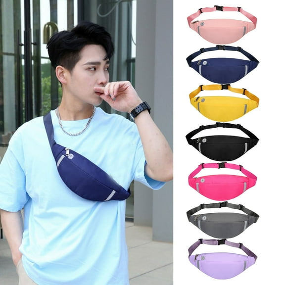 Aihimol Fanny Pack For Man & Woman Travel Wallet Bag For Cell Phone Belt Bag Crossbody Bag With Headphone Hole For Travel Walking Running Hiking Cycling