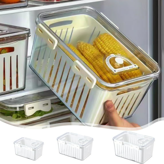 Aihimol Fridge Organizers, Food Storage Bins, Refrigerator Storage Container, Fridge Food Container With Lids Refrigerator Fruit Vegetable Storage Fresh Keeper, Partit