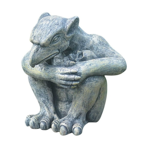 Aihimol Garden Garden Decoration Emmett Gargoyles Protector Gargoyles Gothic Sculpture Halloween Outdoor Decor, Sitting Monster Garden Creep Scary Sculpture,Patio Yard Lawn Decorations
