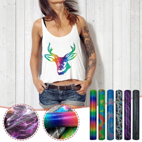 Aihimol Glitter Powder Wave Heat Transfer Film Heat Transfer Vinyl Clothing DIY Compatible with Cricut or Silhoutte Cameo Printing T-Shirts,Party Costumes