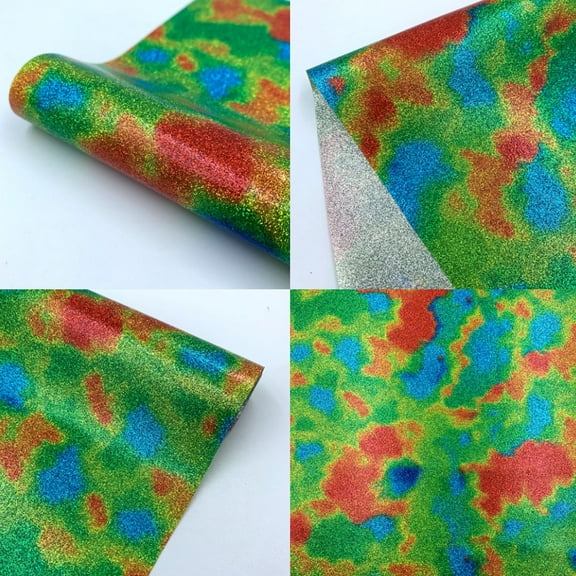 Aihimol Glitter Powder Wave Heat Transfer Film Heat Transfer Vinyl Clothing DIY Compatible with Cricut or Silhoutte Cameo Printing T-Shirts,Party Costumes