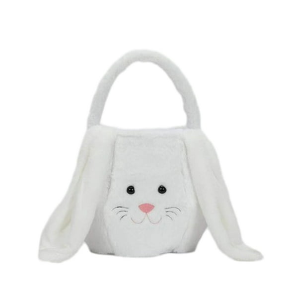 Aihimol Happy Easter Plush Bunny Long Ears Bags Easter Basket Rabbit Buckets Easter Tote Bags Children Gift Storage Handbag