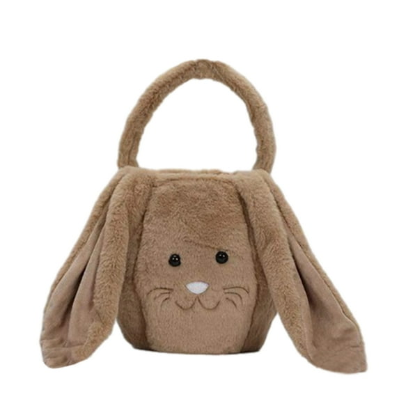 Aihimol Happy Easter Plush Bunny Long Ears Bags Easter Basket Rabbit Buckets Easter Tote Bags Children Gift Storage Handbag