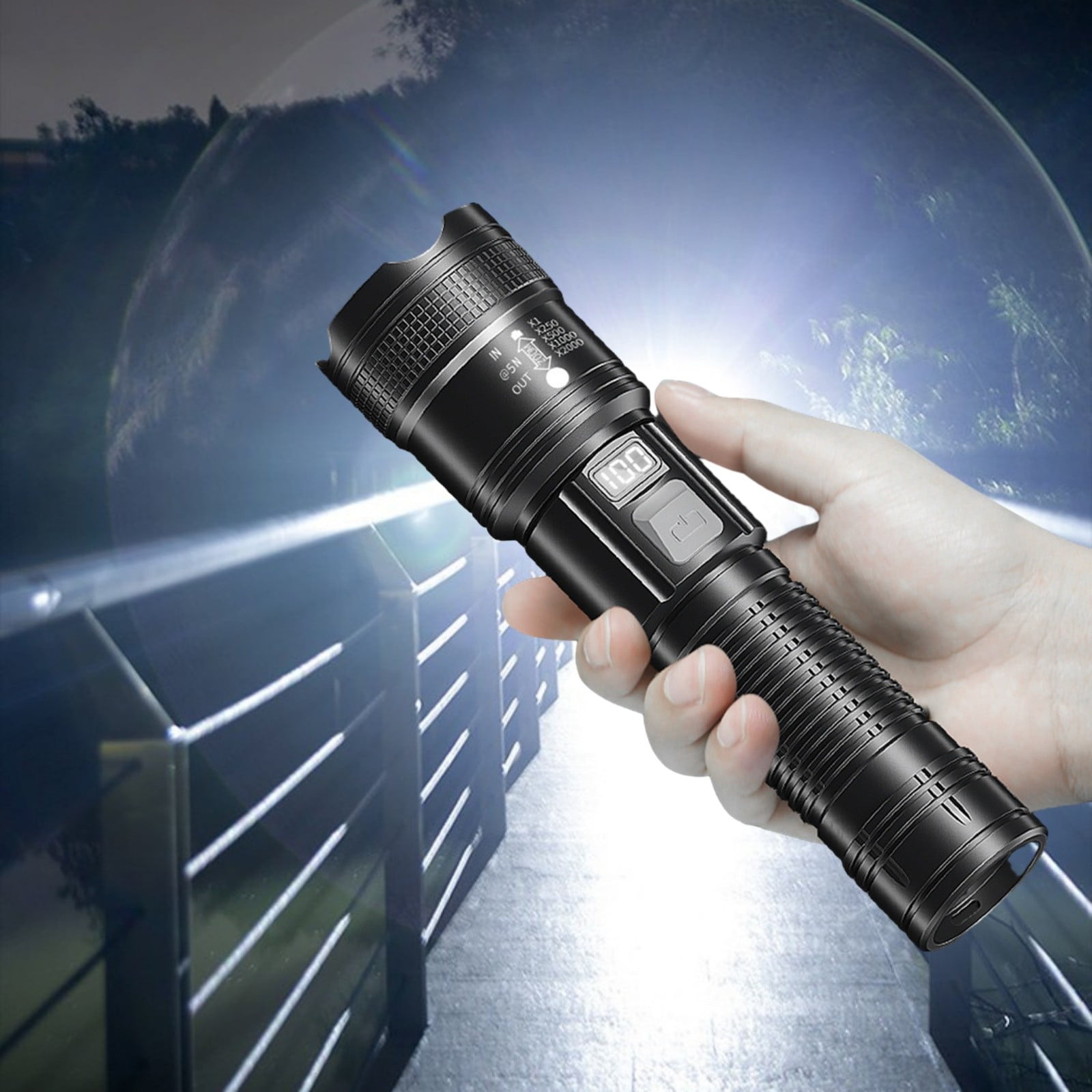 Aihimol LCD Battery Flashlight,10000 Lumens Super Bright Flashlight ...